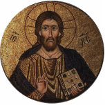 Religiöses Mosaik Christus Pantocrator Freistehende Fotoskulptur<br><div class="desc">Orthodoxes Ikonen-Bild Christus Pantocrator im Mosaik. Pantocrator ist für ihn, der über allen regiert - der Allmächtiger griechisch. Einer der Namen des Gottes. In der orthodoxen Kunst stellt dieses Mosaikfreskobild Christus als der allmächtige Gott und der Lord des Universums dar. In der neues Testament-Bibel wird Pantokrator einmal durch St Paul...</div>