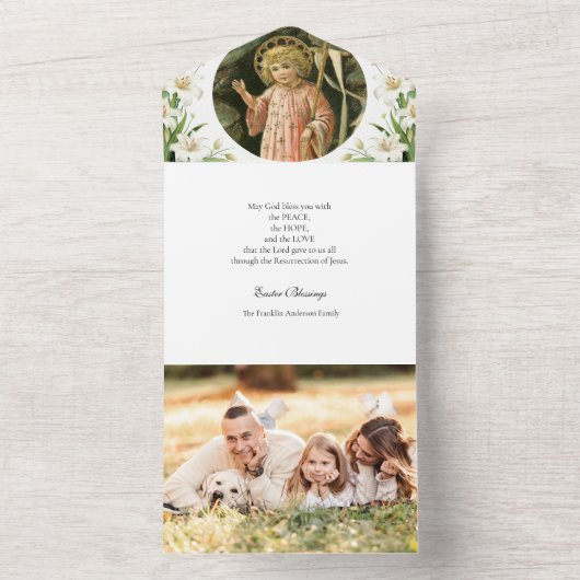 Religiöses Ostergebet Foto Weiße Lilien All In One Einladung (Innen Boden)