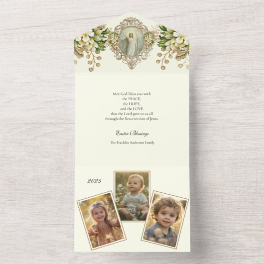 Religiöses Ostergebetet Foto Auferstehung All In One Einladung (Innen Boden)