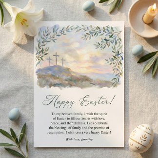 Religiöses Osterkreuz Aquarell Christlich Feiertagskarte
