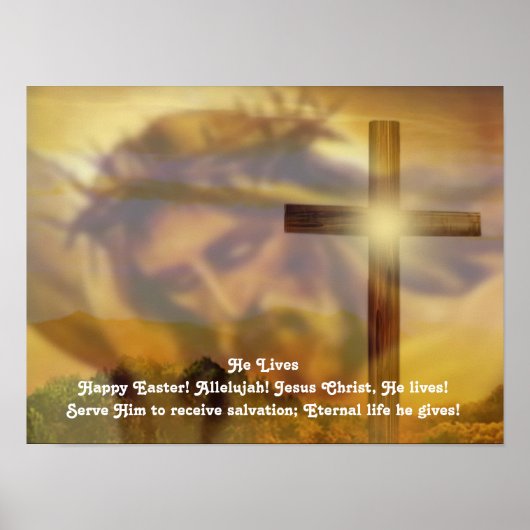 Religiöses Osterposter - Jesus und Cross Gold Poster (Vorne)