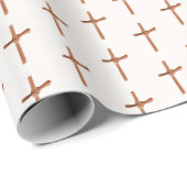 Religiöses Palmkreuz in elegantem Muster, weiß Geschenkpapier (Rolleneckpunkt)