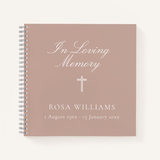 Religiöses Pink in Love Memory Funeral Gästebuch Notizblock (Vorderseite)