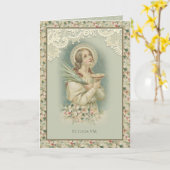 Religiöses St. Lucy Katholisches Gebet Augen Vinta Karte (Gelbe Blume)