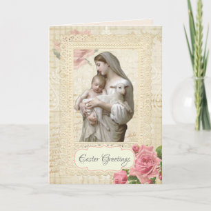 Religiöses Vintage-glückliches Ostern Maria Jesus Karte
