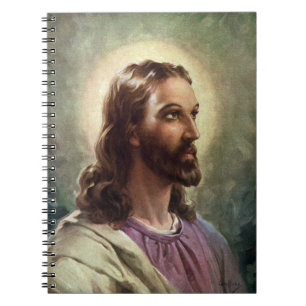 Religiöses Vintage, Jesus Christus Porträt mit Hei Notizblock