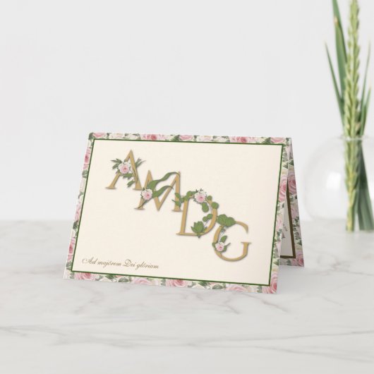 Religiöses Vintages katholisches Gebet der AMDG (Vorderseite)