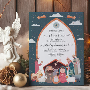 Religiöses Weihnachtskrippen-Party Einladung