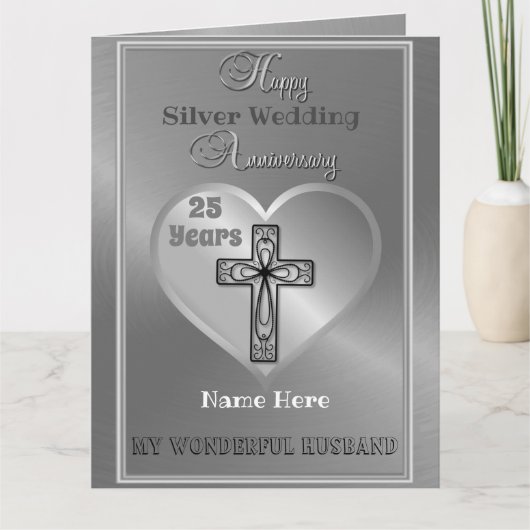 Religious 25 th Wedding Anniversary Card Ehemann Karte (Vorderseite)