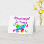 RELIGIOUS 65. GEBURTSTAG BUTTERFLY-DESIGN KARTE (Gelbe Blume)