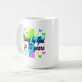RELIGIOUS 70. GEBURTSTAGES CROSS DESIGN KAFFEETASSE (Vorderseite Links)