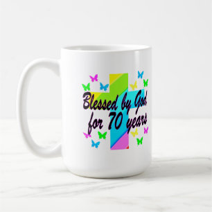 RELIGIOUS 70. GEBURTSTAGES CROSS DESIGN KAFFEETASSE