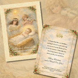 Religious Baby Jesus Angels Scripture  Feiertagskarte