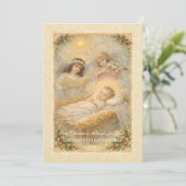 Religious Baby Jesus Angels Scripture Feiertagskarte (Stehend Vorderseite)