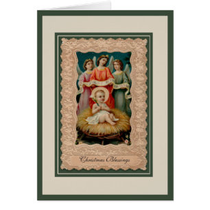 Religious Baby Jesus Angels Scripture Vintag