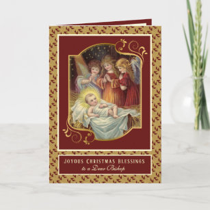 Religious Baby Jesus Christmas Angels Bischof Feiertagskarte