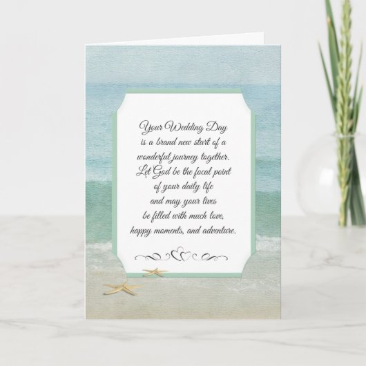 Religious Beach Wedding White Card Karte (Vorderseite)