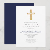Religious Blue Boy First Communion Einladung (Vorne/Hinten)