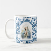 Religious Blue Floral gesegnete Mutter Mary Kaffeetasse (Links)