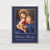 Religious Blue Gold Madonna & Kind Weihnachten (Vorderseite)