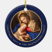 Religious Blue & Gold Madonna & Kind Weihnachten Keramik Ornament (Hinten)