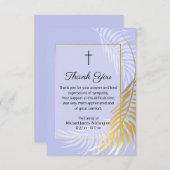 Religious Blue Palm Beerdigung Danke Note Card (Vorne/Hinten)