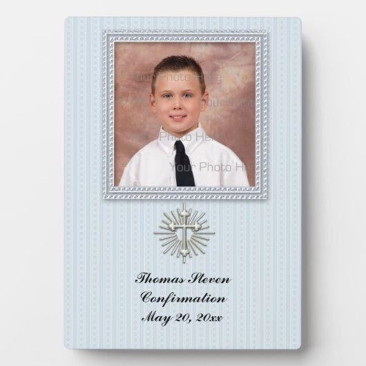 Religious Blue Striped Plaque Fotoplatte (Vorderseite)