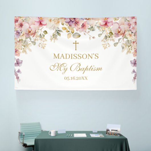 Religious Celebration Floral Orchids backdrop Banner (Messe)