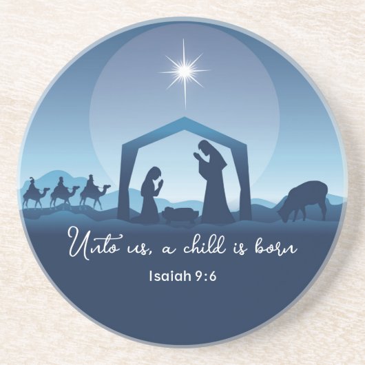 Religious Christmas Bible Verse Nativity Scene Getränkeuntersetzer (Vorne)