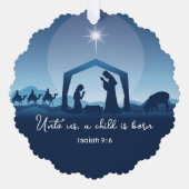 Religious Christmas Bible Verse Nativity Scene Ornament Karte (Vorderseite)