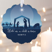 Religious Christmas Bible Verse Nativity Scene Ornament Karte