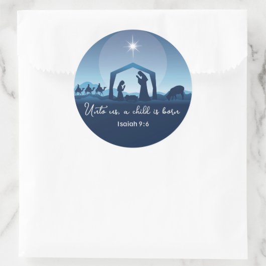 Religious Christmas Bible Verse Nativity Scene Runder Aufkleber (Tasche)