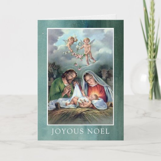 Religious Christmas Cards | Joyous Noel Feiertagskarte (Vorderseite)