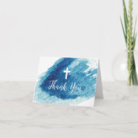 Religious Cross Blue Watercolor Vielen Dank