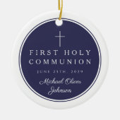 Religious Cross Boy First Communion Photo Keramik Ornament (Vorne)
