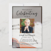 Religious Cross Celebration of Life Photo Funeral Einladung (Vorderseite)