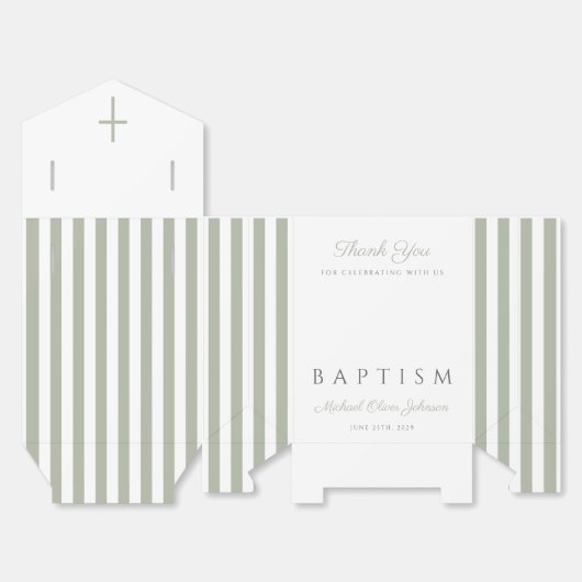 Religious Cross Dusty Blue Script Boy Baptism Geschenkschachtel (Ungefaltet)