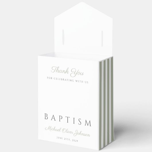 Religious Cross Dusty Blue Script Boy Baptism  Geschenkschachtel (Offen)