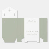 Religious Cross Sage Green Script Boy Baptism  Geschenkschachtel (Ungefaltet)