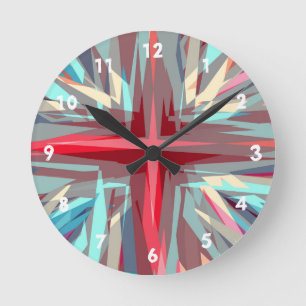 Religious cross starburst runde wanduhr