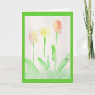 religious easter card watercolor tulips feiertagskarte