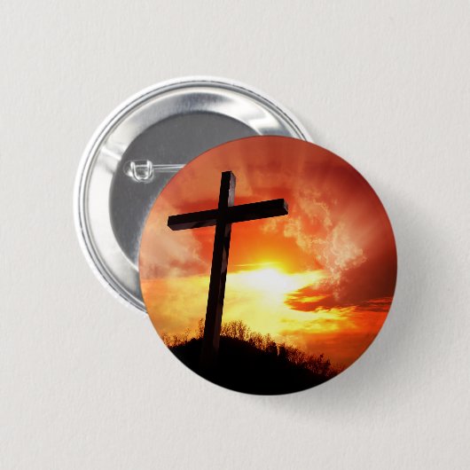 Religious Easter Cross at Sunset Button (Vorne & Hinten)
