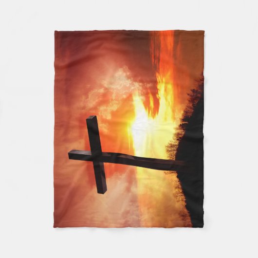 Religious Easter Cross at Sunset Fleecedecke (Vorderseite)