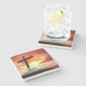 Religious Easter Cross at Sunset Steinuntersetzer (Seitenansicht)