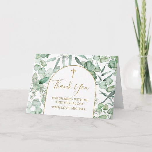 Religious Eucalyptus greenery Thank you card Dankeskarte (Vorderseite)