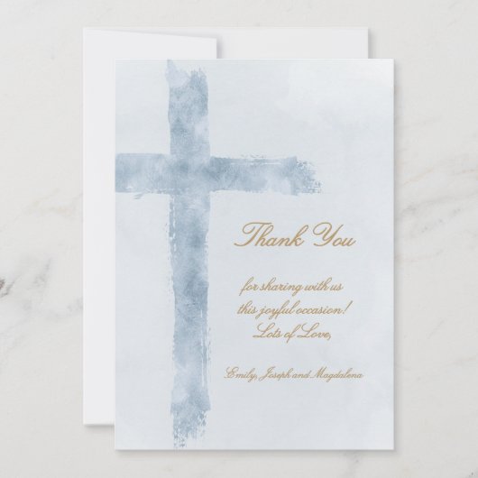 religious event blue cross thank you Card Karte (Vorderseite)