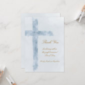 religious event blue cross thank you Card Karte (Vorderseite/Rückseite Beispiel)