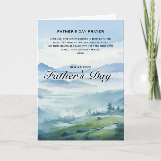 Religious Father’s Day Blue Watercolor Nature Karte (Vorderseite)