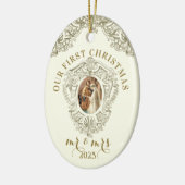 Religious First Christmas Mr. und Mrs. Wedding Keramik Ornament (Links)