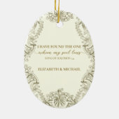 Religious First Christmas Mr. und Mrs. Wedding Keramik Ornament (Hinten)
